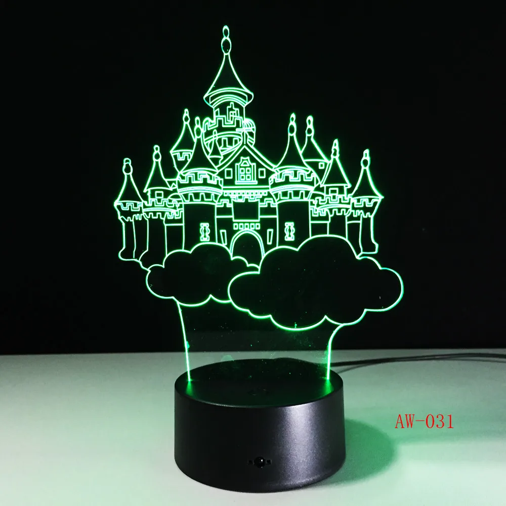 Форма замка 3D светодиодный настольная лампа оригинальная Ночная подсветка Иллюзия освещение для детей Спальня Свадебные украшения