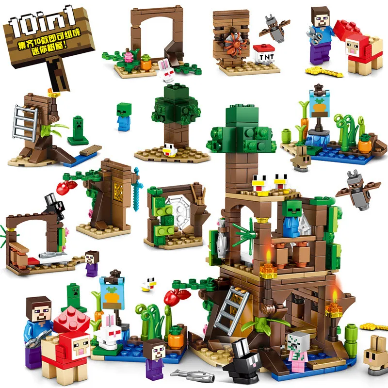 

10IN1 278PCS MY World Building Blocks Sets Compatible LegoINGs Minecrafted City Creator Bricks DIY Educational Toys For Children