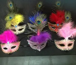 Для женщин пикантные перо маска мяч маска для вечеринок верхняя половина уход за кожей лица Павлин волос маска вечерние Маскарад Бал Пром