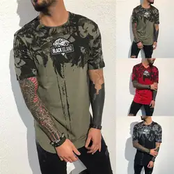 2019 для мужчин с модным принтом Фитнес Повседневная рубашка короткий рукав camisa masculina roupas hombre узкая блуза-рубашка #3A08