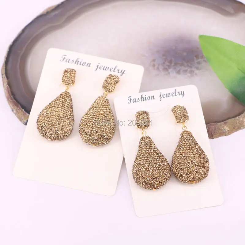 

DIY 4Pair Pave Rhinestone Crystal Charms Water Drop Earrings For Women