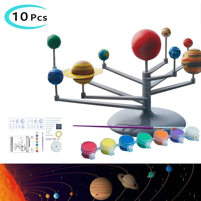 

Child Planet Solar System Model Assembly Toys Kids DIY Cosmic Planet Assembly Coloring Toys Fun Interest Cognitive Learning Gift