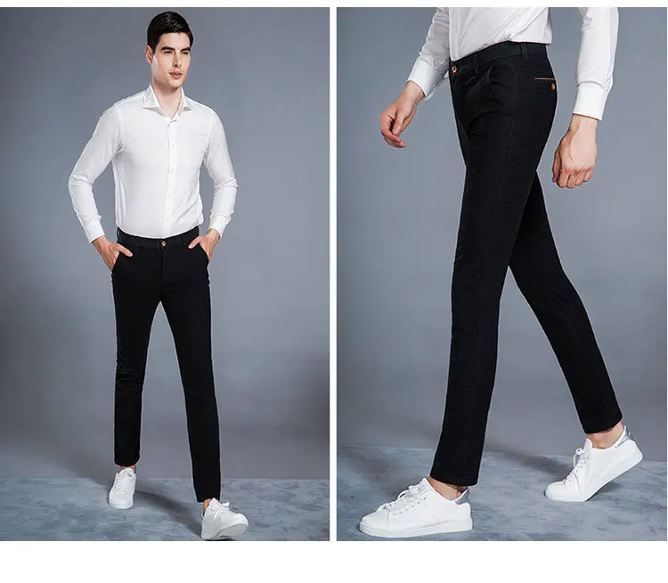 2019 Slim Fit Повседневное прямые Брюки Новое поступление хлопковые брюки Для мужчин Sliod плотные рейтузы Homme Для мужчин s джоггеры Большой размер