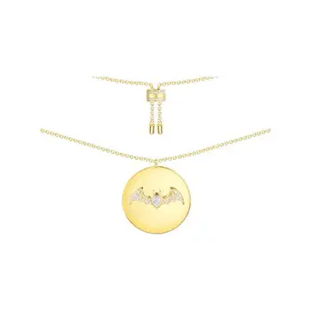 

[MeiBaPJ]Yellow Round Personality Simplicity Bat Pendant Necklace 925 Sterling Silver Jewelry for Women Pendant Necklace