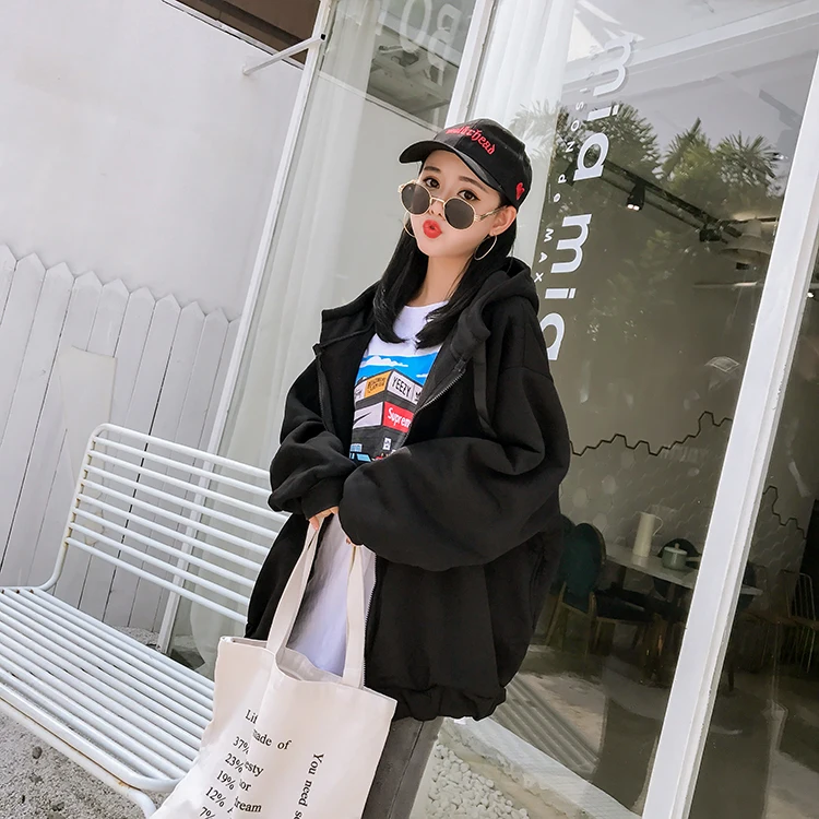 Женские толстовки в японском стиле Harajuku Ulzzang Повседневная Свободная Толстовка с