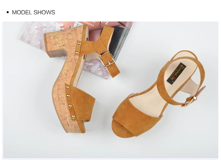 Donna-в летние новые стили Мода Платформа толстый высокий каблук с открытым носком дамские сандалии