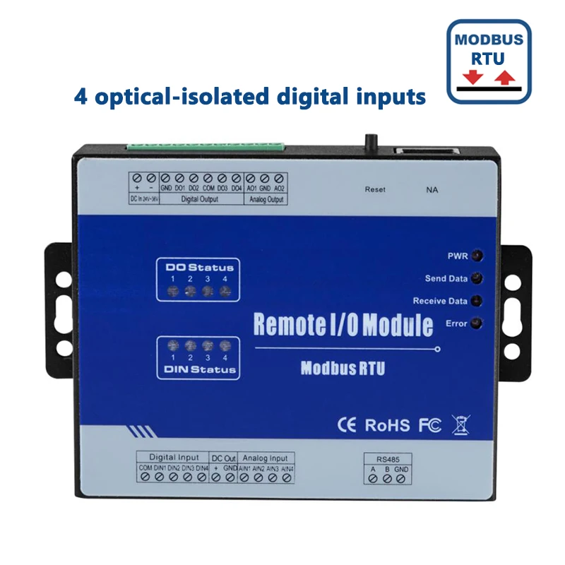 Modbus rtu и пульт дистанционного управления IO модуль 4 оптически изолированных цифровых входа поддерживает высокоскоростной счетчик импульсов M210