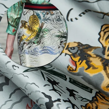 

Couture fashion brand jacquard tiger/dragon/trees pattern fabric,Chinese style,sewing for jacket,dress,skirt,craft by the piece