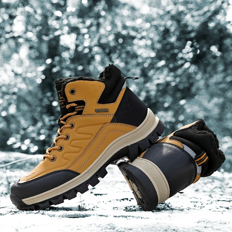 

HOMASS Waterproof Mens Hiking Shoes Autumn Winter Climbing Boots High Top Trekking Hunting Shoes Trainers Mens Rubber Sneakers