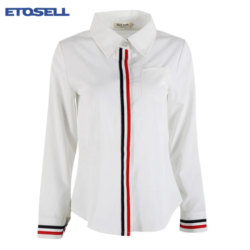 ETOSELL 2018 новые модные женские белые хлопковые блузки Blusa Femininas с длинным рукавом