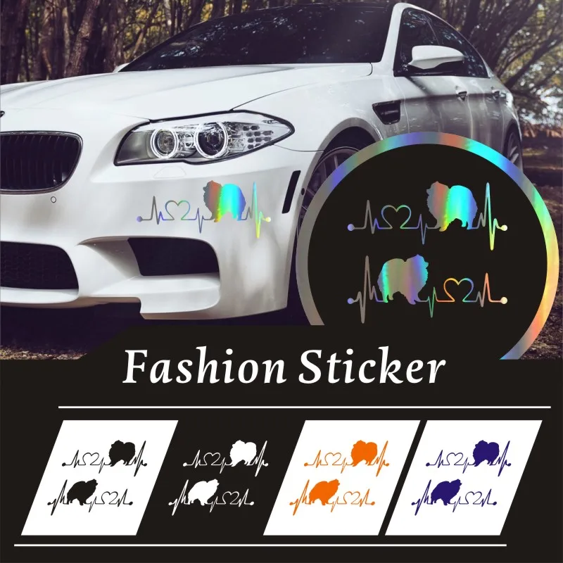 

3D Reflective Waterproof 17.8*7.6CM Pomeranian Heartbeat Truck Motorcycle Electric Car Styling Vinyl Decals Custom Car Sticker