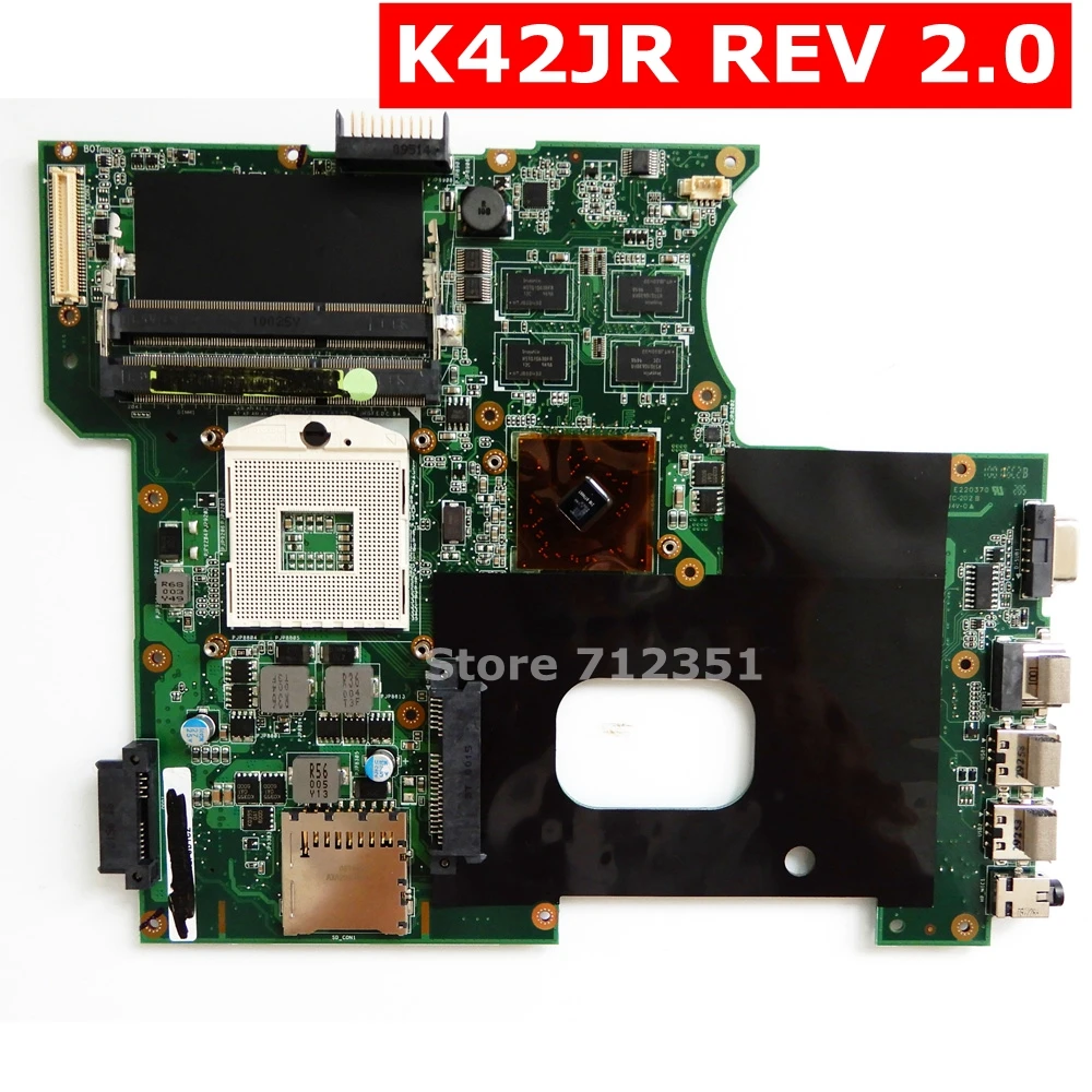 

K42JR Mainboard REV 2.0 For ASUS A42J X42J K42J K42JR K42JK K42JE K42JZ K42JY Laptop motherboard 1GB VRAM Test 100% OK