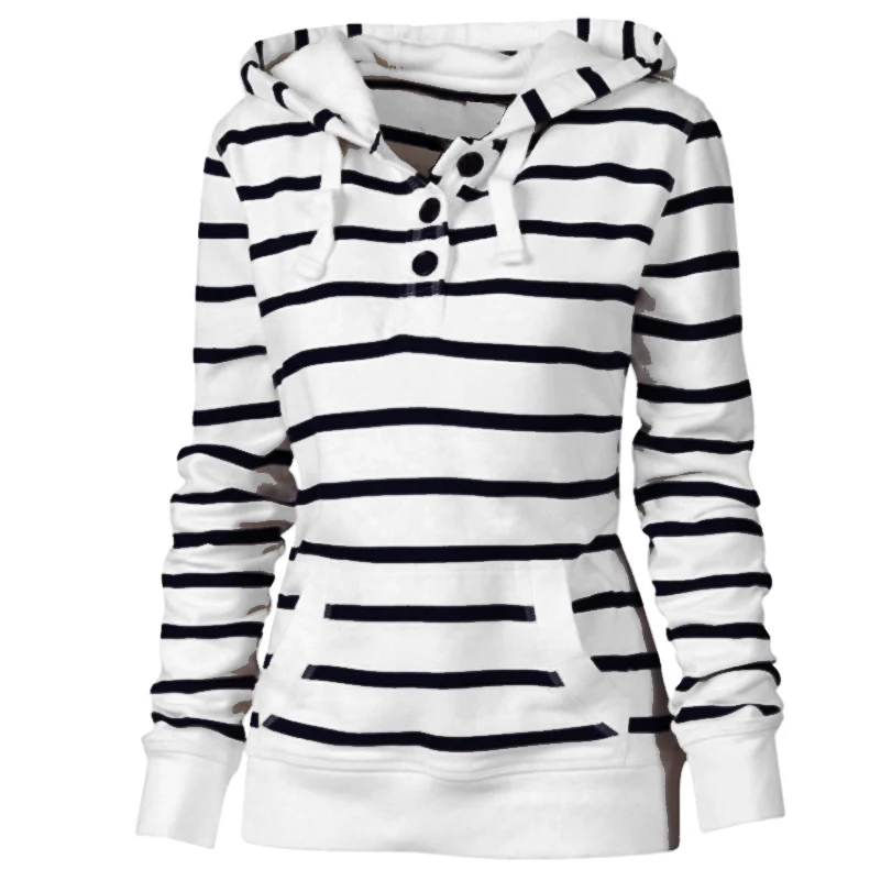 GZDL Fashion Women Hot Sale Striped Hoodies Casual Loose