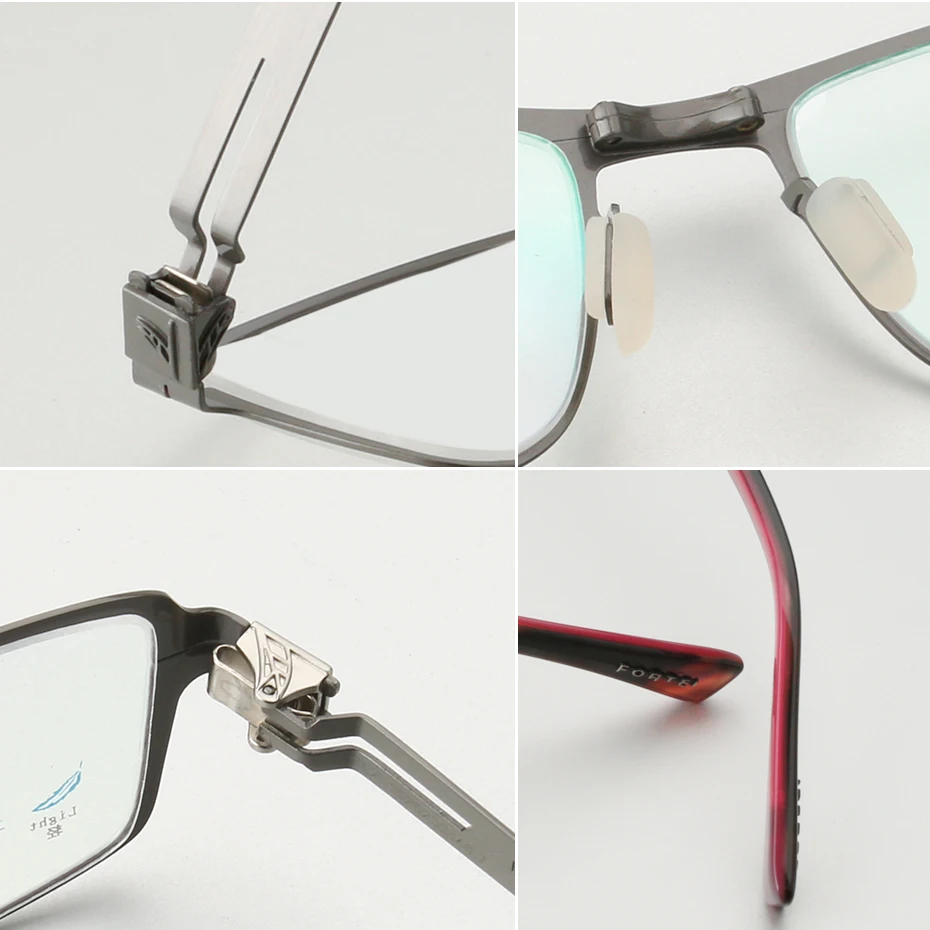 Ультратонкие квадратные Безвинтовые очки, особая дверная петля, полный обод, мужские очки для близорукости по рецепту, металлические очки Rxable F211607