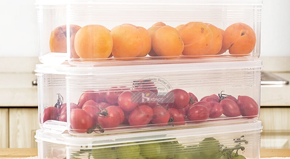 Konco пластиковые ящики для хранения, коробка для хранения холодильника, контейнеры для еды с крышкой для кухни, холодильника, шкафа, морозильника, стола, Органайзер