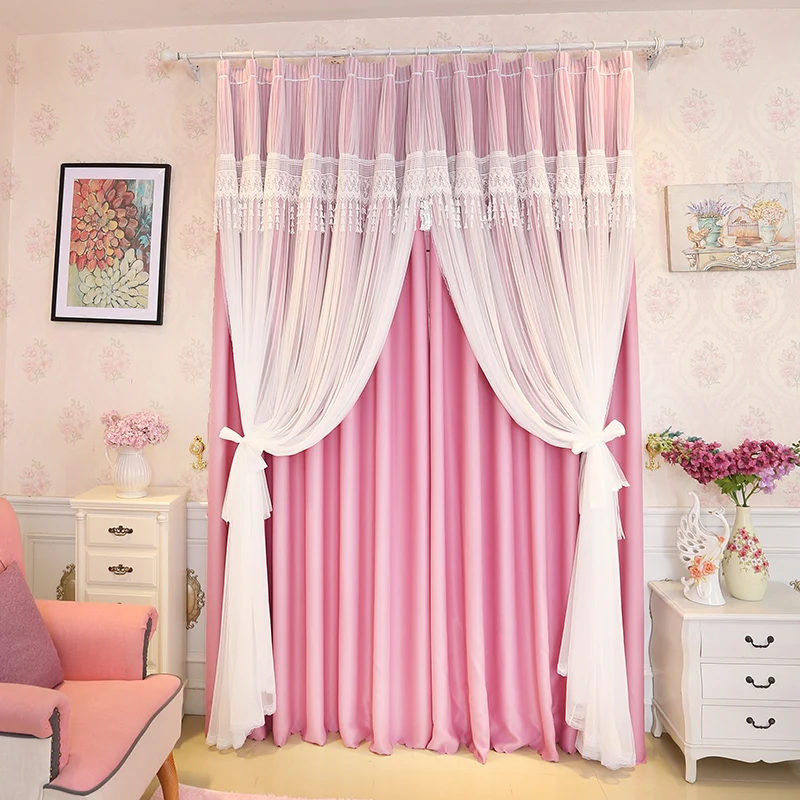 SunnyRain 1 Piece Pink Curtains For Bedroom Luxury Drapes