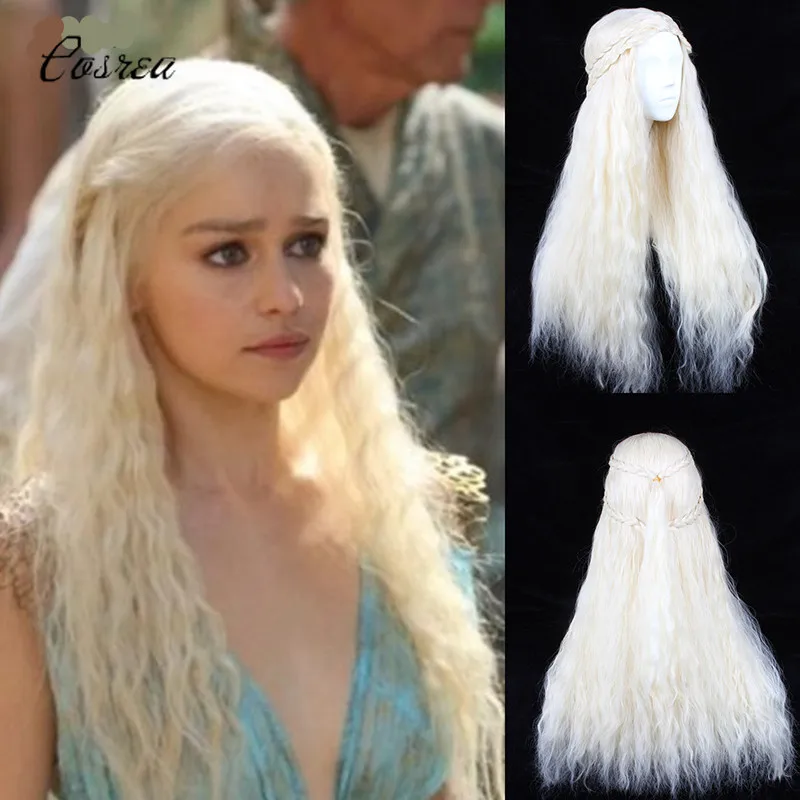 

A Song of Ice and Fire Synthetic Wig Game of Thrones Cosplay women Toupee Daenerys Targaryen Girl Water Wave Long Wig Wavy