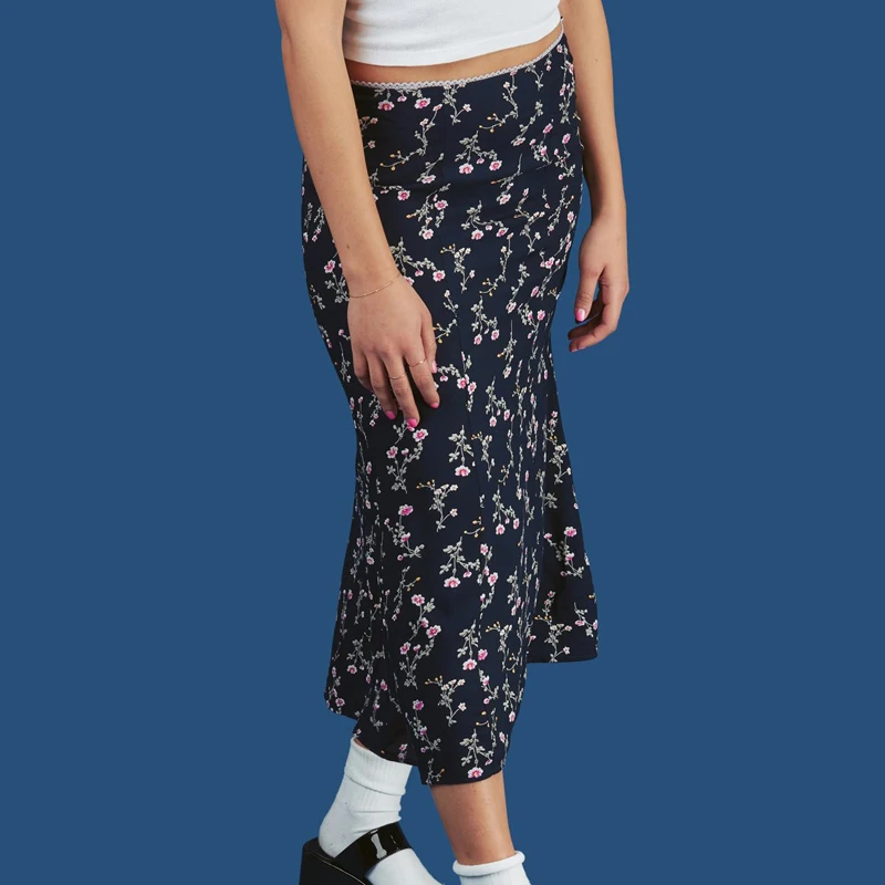 Retro Vintage Floral Print Maxi Skirt Women Old School Chic High Waist Skirts Harajuku Girls Brand Fashion Long Skirt Streetwear