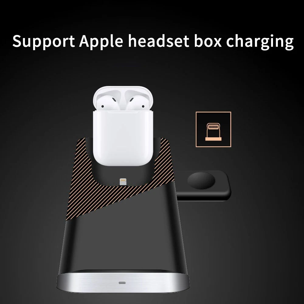 Беспроводное зарядное устройство 3 в 1 Qi для Apple watch 2 4 Airpods док станция iPhone XS Max XR X 8