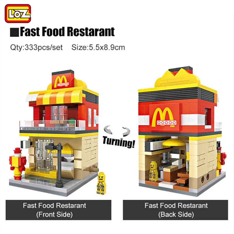 

LOZ Single Sale City Business Street View McDonalds Store Mini Architecture Assembly DIY Model Toys Building Blocks for Children
