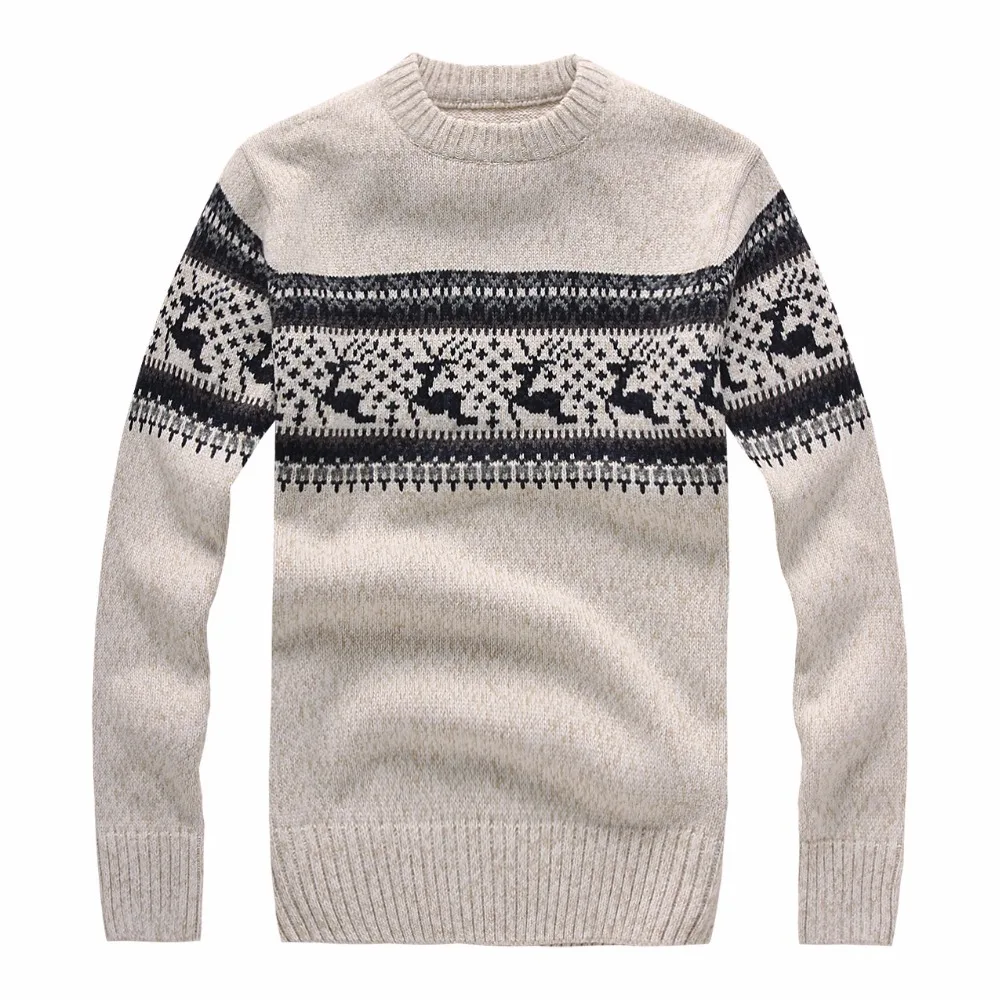 Новинка, Мужской пуловер, вязаный свитер, Осень-зима, модная брендовая одежда, мужские свитера с оленем, приталенный