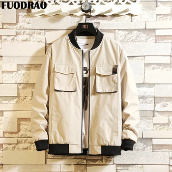 

FUODRAO Japan Style Pocket Bomber Jacket Men Hip Hop Streetwear Harajuku Jacket Coats Men Black Jaqueta Masculina J121
