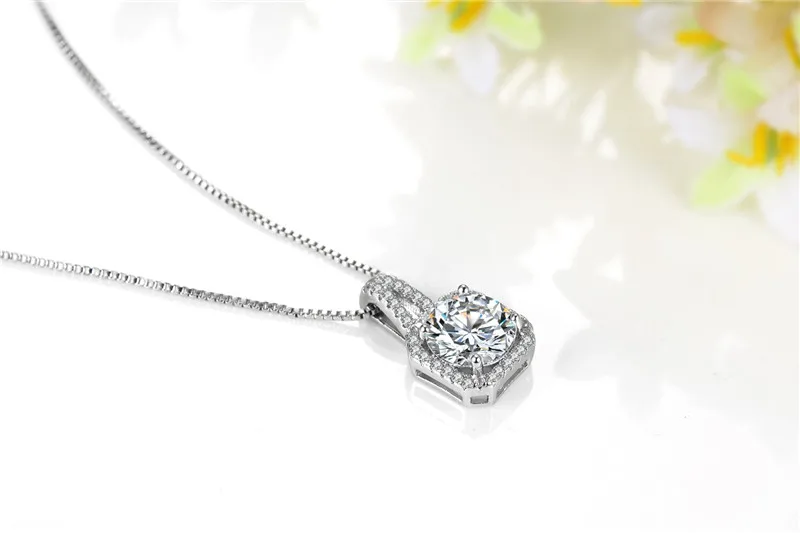Personality Square Cubic Zirconia Clavicle Chain Necklaces & Pendant Silver Color Fashion Crystal Wedding Jewelry For Women N166 (8)