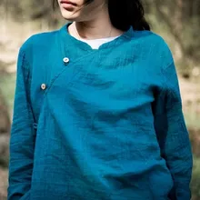 Spring 2015 product launches, 100% original design Cotton and linen irregular woman shirt (bust size: 98 cm)