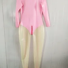 Латексный резиновый комбинезон, трико для упражнений, костюм, комбинезон, розовый и прозрачный боди, размер XXS-XXL