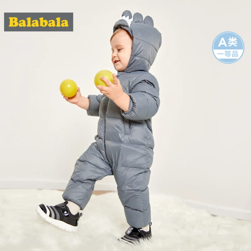 

Balabala Infant Baby Girl Boy 3D Dinosaur Puffer Down Snowsuit Hooded Jumpsuit with Slant Pocket Newborn Babys One-Piece Winter