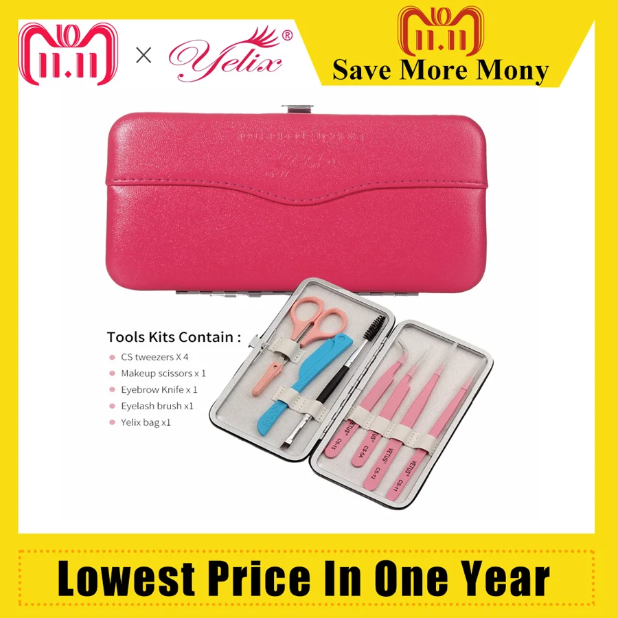 Цена Профессиональный Vetus Пинцет Набор инструментов наращивания ресниц Красота ресницы брови инструменты комплект макияж глаз аксессуары чехо...