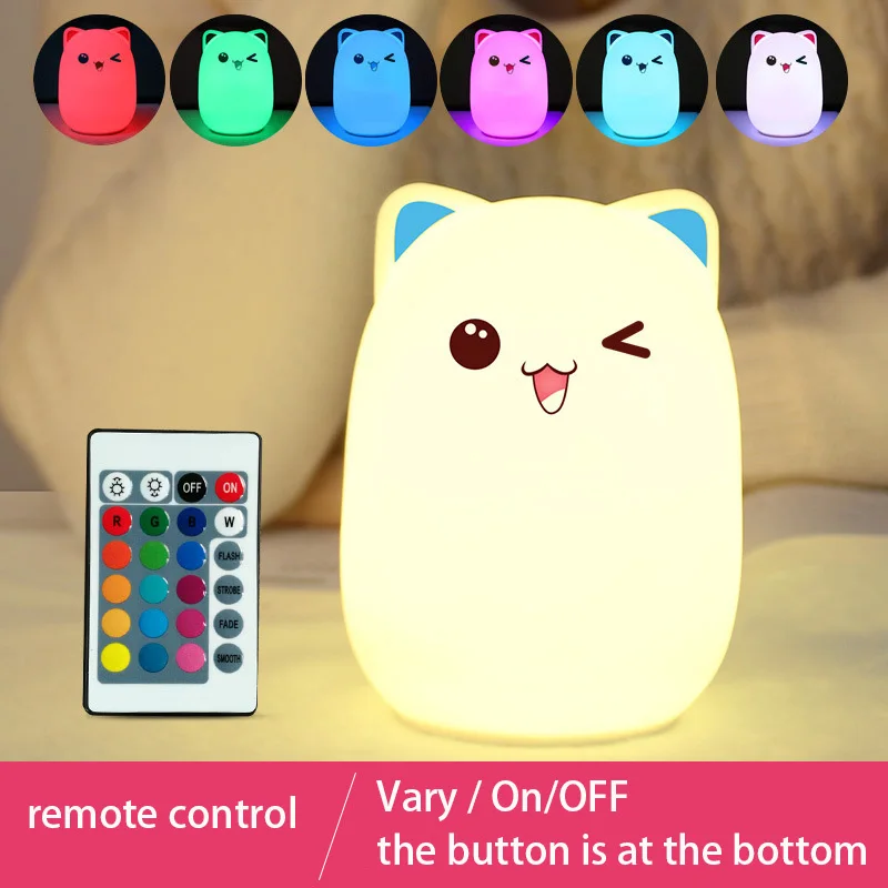 

New Bear LED Night Light For Children Baby Kids Bedside Lamp Multicolor Silicone Touch Sensor Tap Control Nightlight