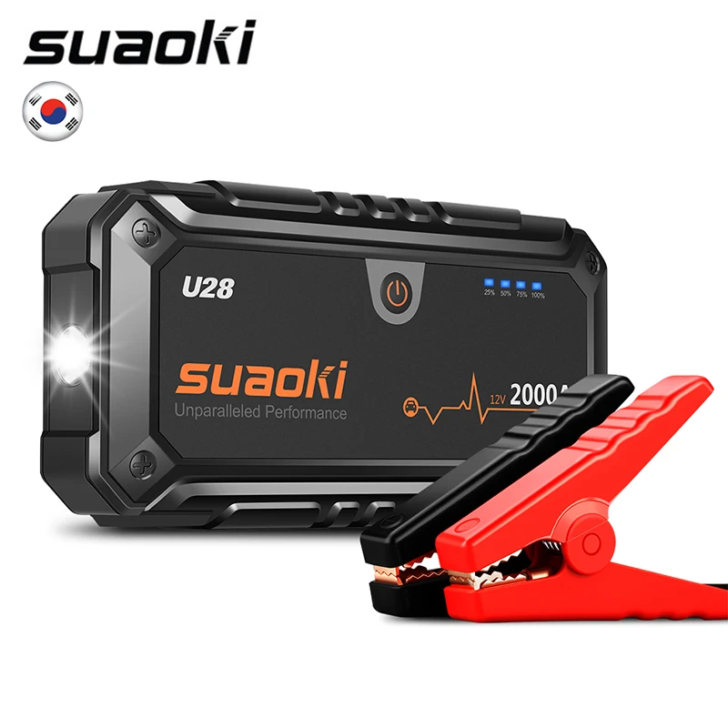

Suaoki U28 2000A Peak Jump Starter Pack Portable Power Bank LED Flashlight Smart Battery Clamps for 12V Car Boat EU Plug