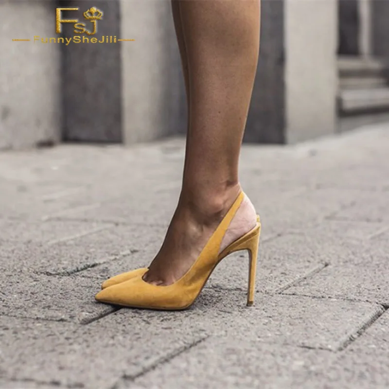mustard colored high heels