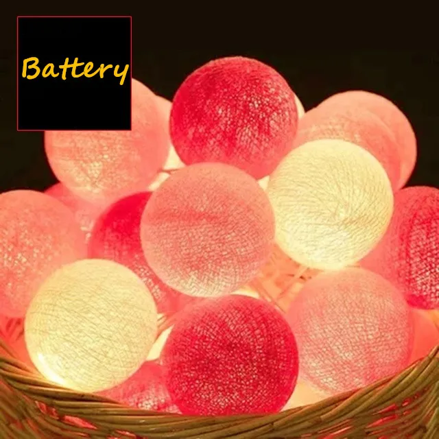 

LED String Lamp Wall Night Light 3 Meter Romantic Light 20LED Decorative Garland Lamp Battery Kid Christmas Decoration Red Ball