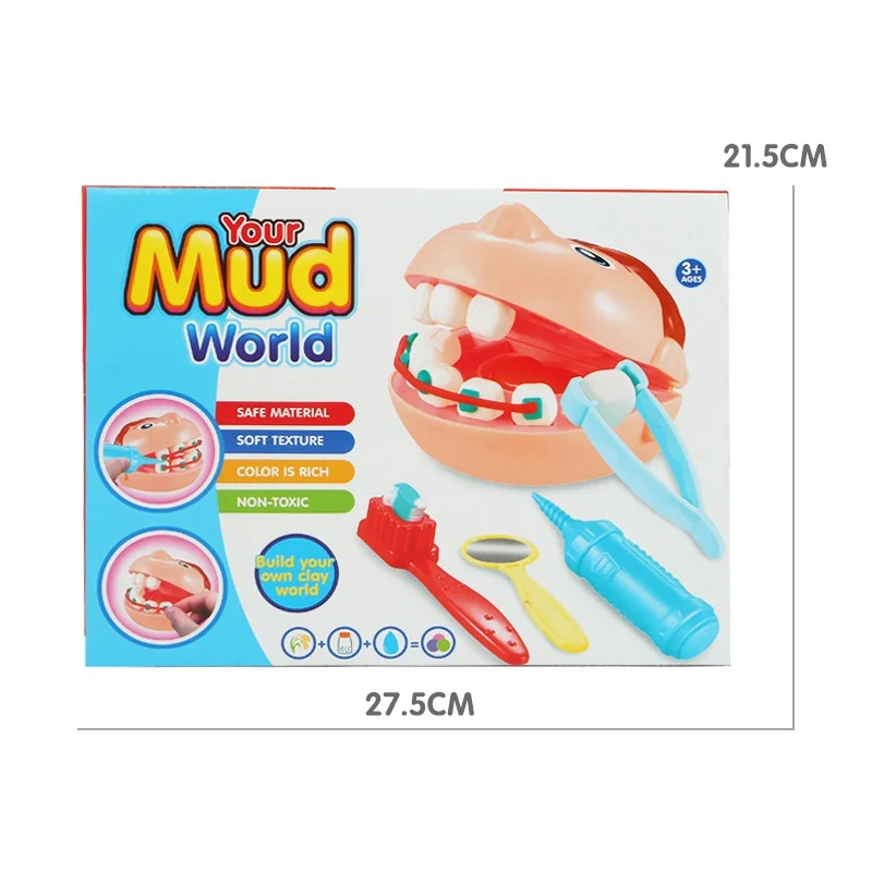 Стоматологическая игрушка, ролевые игры, набор для проверки зубов, глиняная модель грязи, Обучающие ролевые игры, Имитационные игрушки для детей