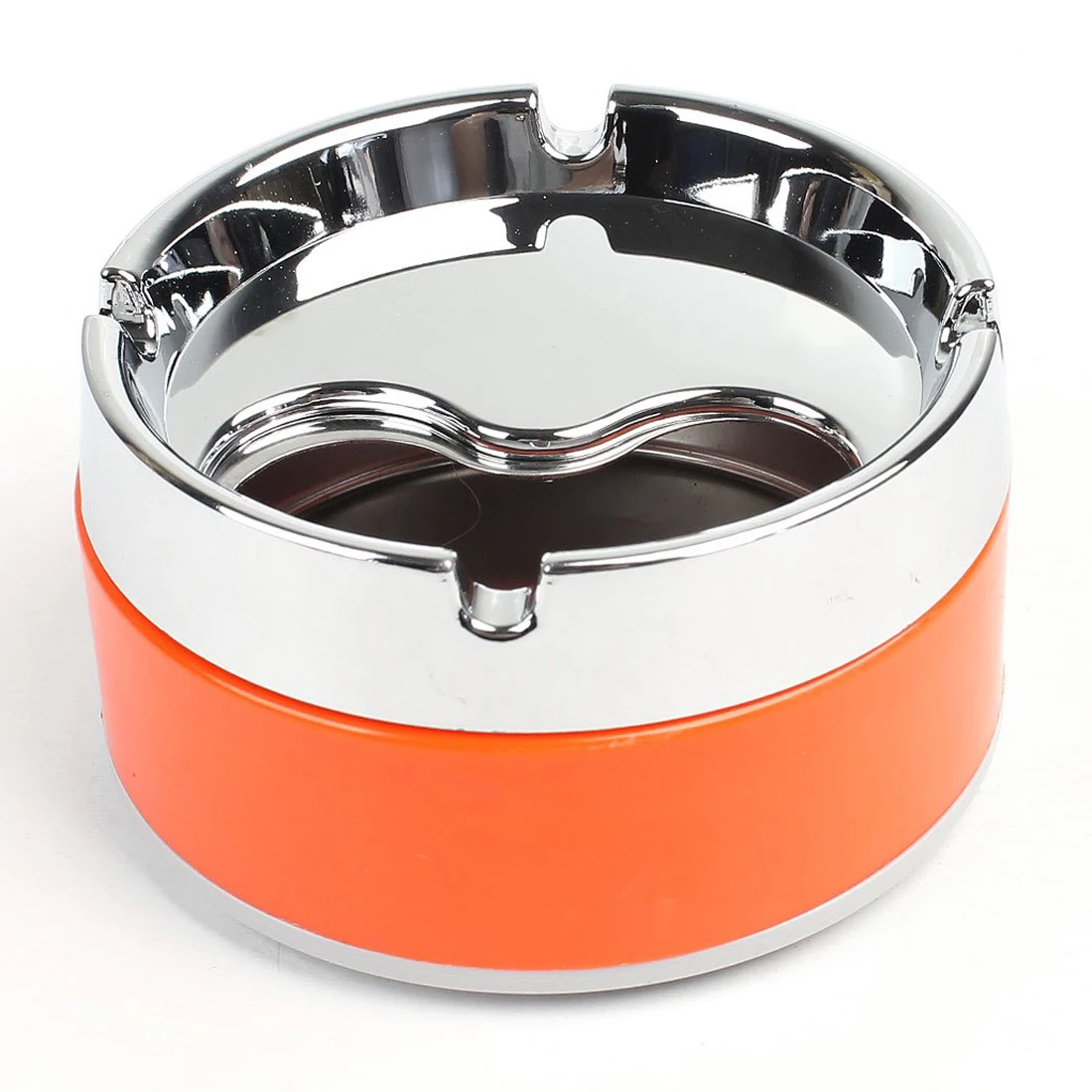 

HGHO-Silver Tone Orange Detachable Rotatable Lid Cigarette Smoking Ashtray 3.3"