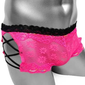 

See through Floral Lace Sissy Panties Sexy Boxer Mens Underwear Floral Novelty Sexy Lingerie Panties Male Underpants