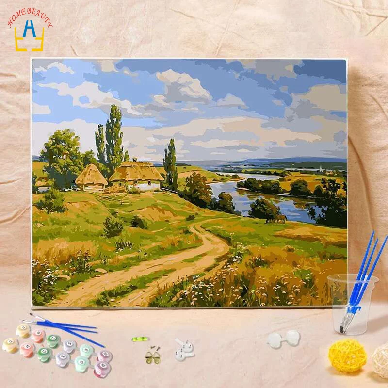 

acrylic paints paintings by numbers on canvas wall art for the kitchen pastoral landscape pictures for drawing home decor WYA352