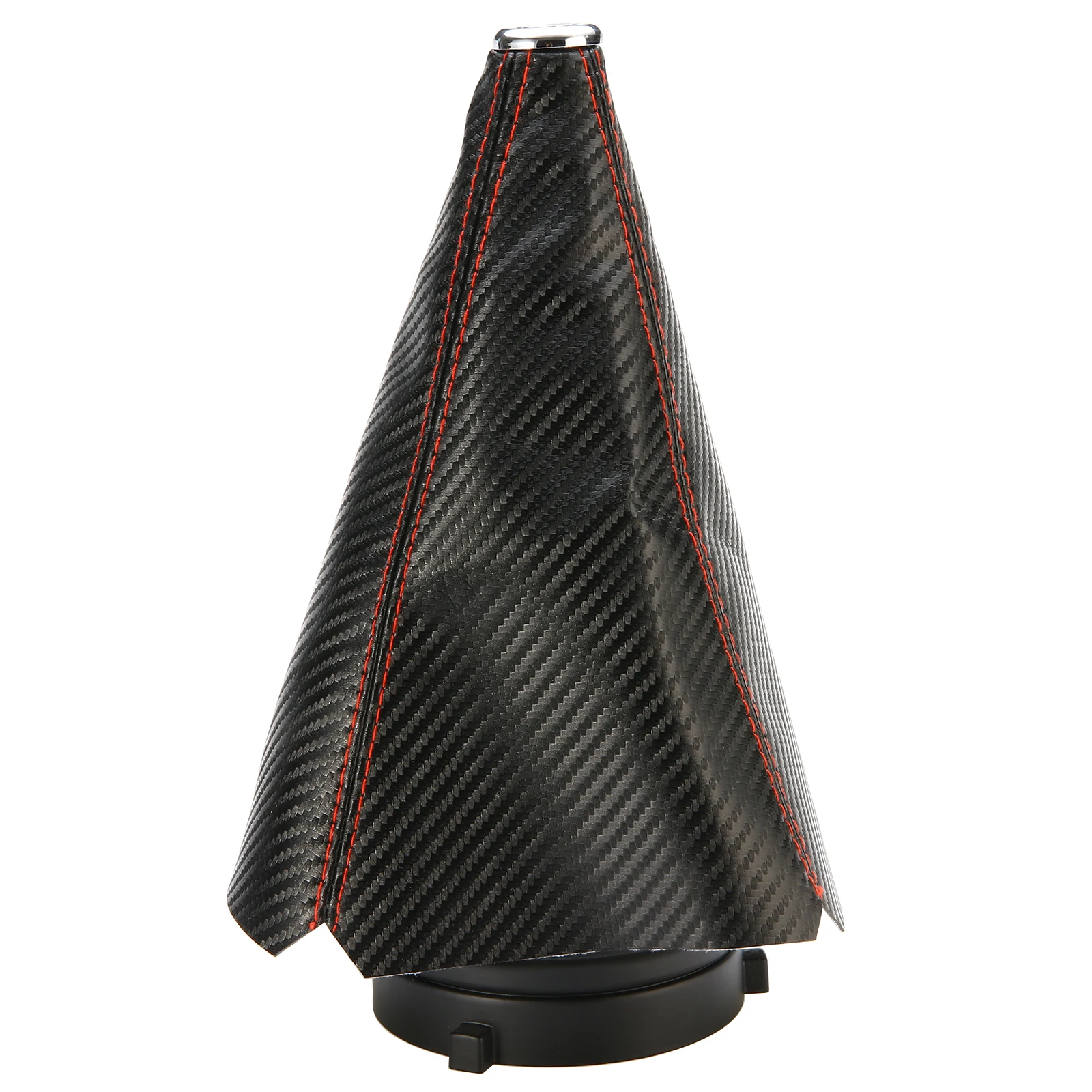 1pcs Shift Boot Cover Gaiter Universal Carbon Fiber Manual Gear Shift Knob Boot Cover Gaiter Red Stitch Black + Red Stitch Line
