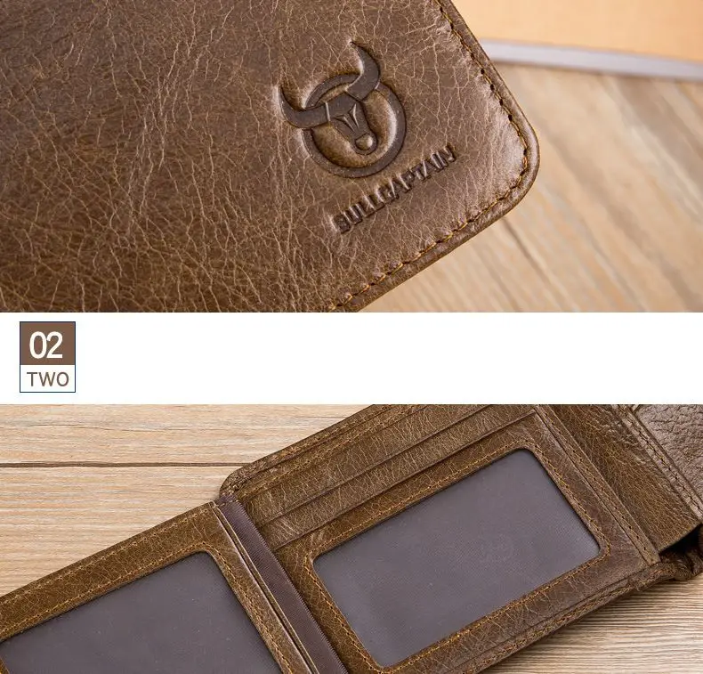 BULLCAPTAIN натуральная кожа Для мужчин Wallet RFID новой молнией короткие человек кошельки Малый Портмоне кредитной держатель для карт Организатор