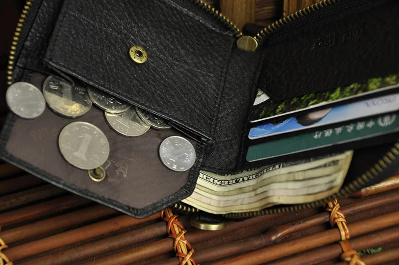 Мужской кошелек из натуральной кожи, многофункциональный стандартный горизонтальный кошелек на молнии с карманом для монет 8011s