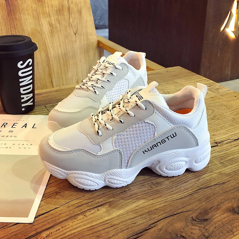 Женская Повседневная обувь из замши на платформе белые кроссовки Chaussure Femme осень