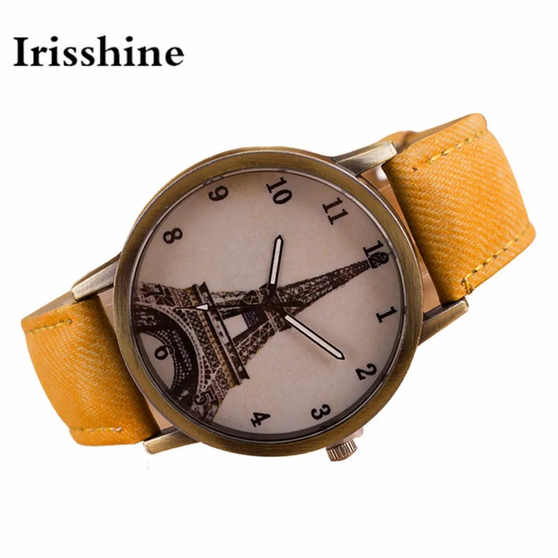 Irisshine Z720 пара унисекс часы люксовый бренд ретро железная башня Наручные часы ковбойский кожаный ремешок аналоговые кварцевые часы