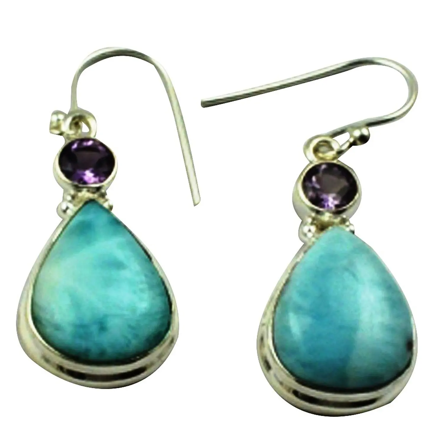 

Lovegem Genuine Larimar + Amethyst Earrings 925 Sterling Silver, 37.8 mm, AE2237