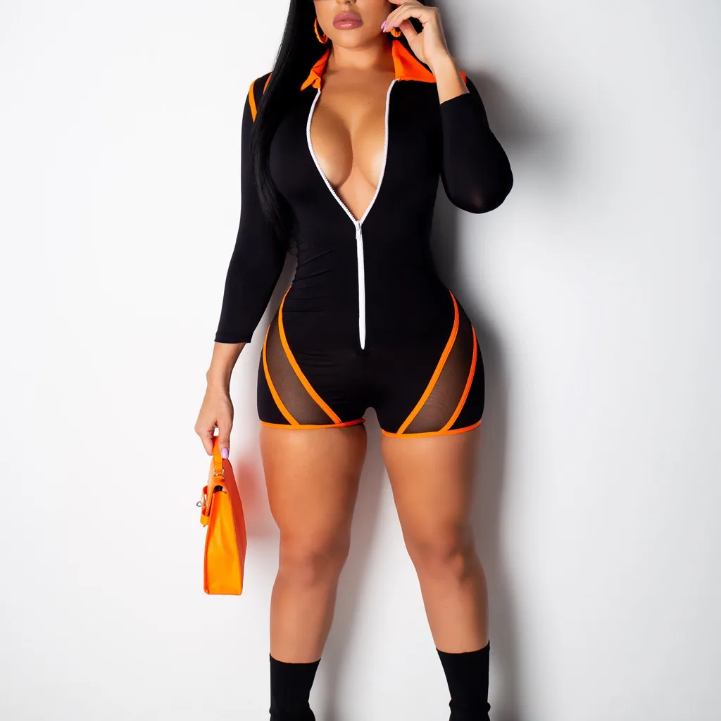 

Women Jumpsuit Summer Gauze Splicing Tight Fitting Perspective Leisure Time Jumpsuit strapless Bodysuit Party beach Jumpsuit
