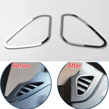 

2Pcs Stainless Car Auto Dashboard Upper Air Condition A/C Air Vent Outlet Frame Cover Trim Moulding For Ford Focus 2005-2013