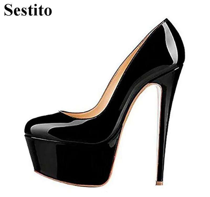 

Fashion Solid Round Toe Super High Heel Wedding Women Pumps Spring/Autumn Slip-on Basic Thin Heels Platform Dress Ladies Shoes