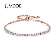 UMODE, 6 цветов, модные женские теннисные браслеты, циркониевая цепочка, розовое золото, женские модные ювелирные изделия для девочек UB0128
