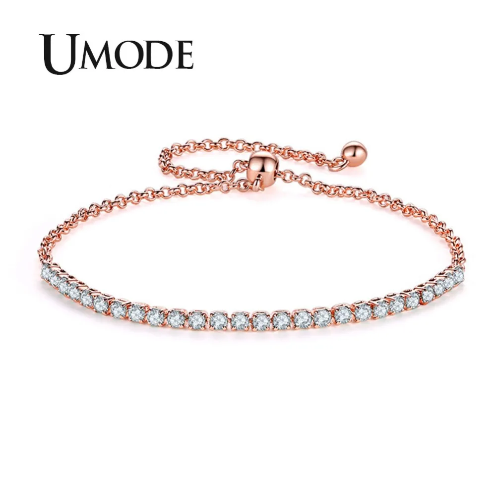 Женский теннисный браслет UMODE 6 цветов цепочка из циркония цвета розового золота